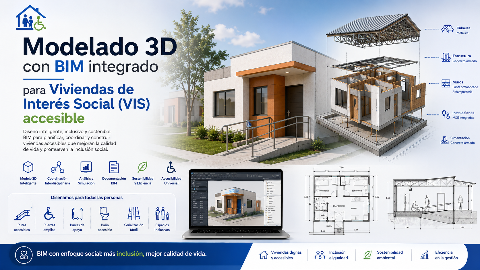 Modelado 3D con BIM integrado para Viviendas de Interés Social (VIS) accesible